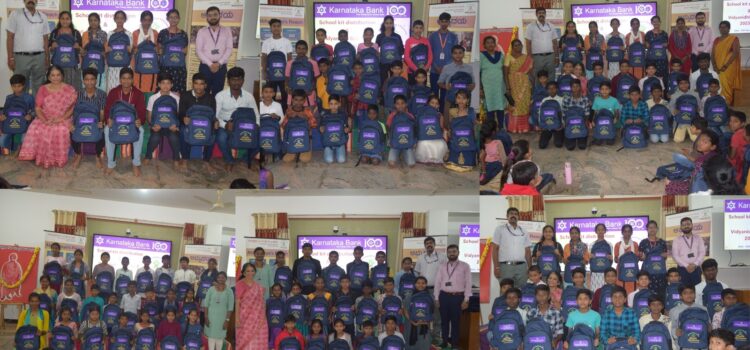 School kit distribution at Jnanagiri supported by Karnataka Bank on 26th November 2023