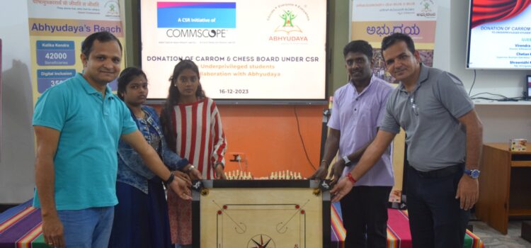 Donation of Carrom and Chess Boards supported by CommScope’s CSR activity on 16th December 2023